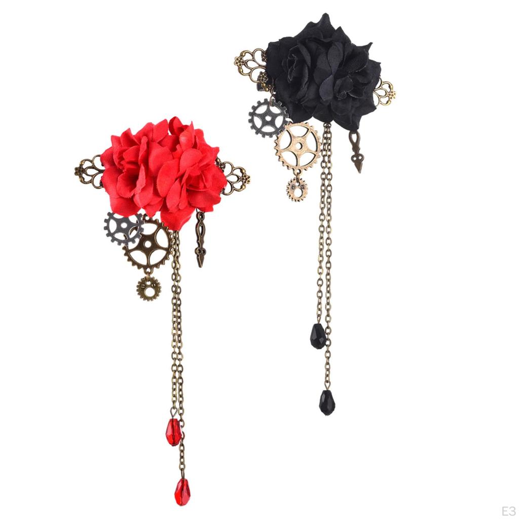 Mechanical Hairpin Steam Gear Brooch with Tassels Suit Pin Alloy Women for Dress Coat