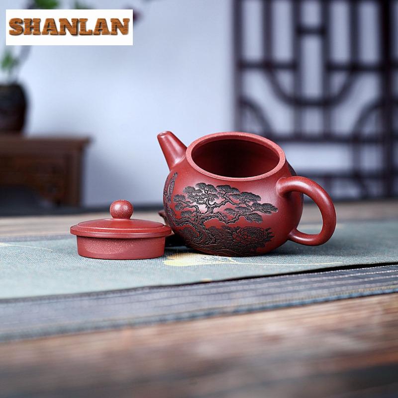 220ml Vintage Yixing Purple Clay Teapots Handmade Pine Pot Raw Ore Dragon's Blood Sand Kettle Zisha Tea Set Collection Supplies