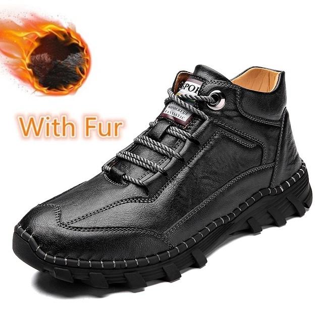

Зимние мужские ботинки Модные мужские зимние сапоги Теплая уличная обувь на шнуровке для мужчин Мужская обувь ручной работы Повседневная обувь Дизайнерские ботинки 44