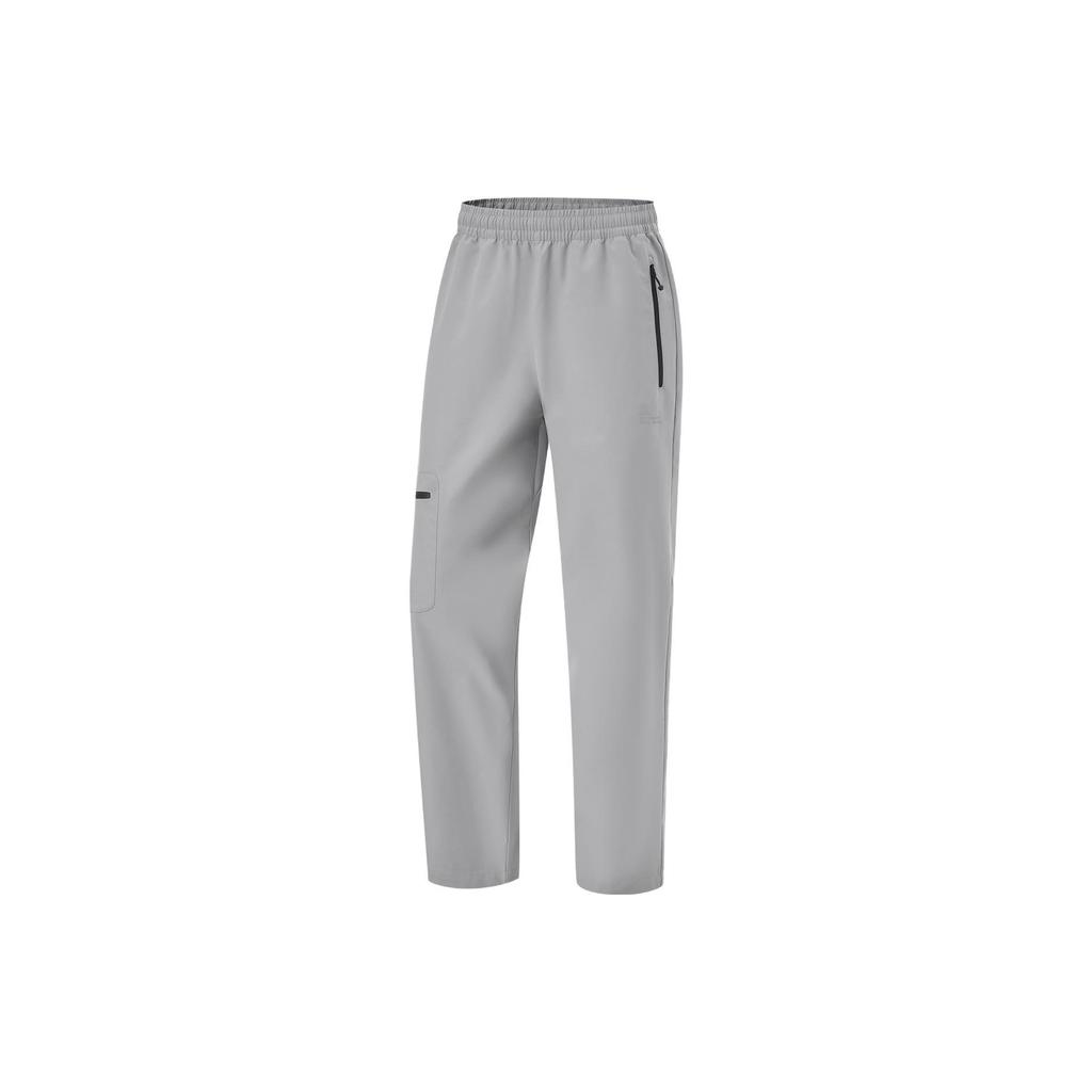 Li Ning Fitness Series Solid Color Casual Elastic Waist Straight Leg Knitted Sports Pants Men Bottoms Shark-Gray AYKU595-3