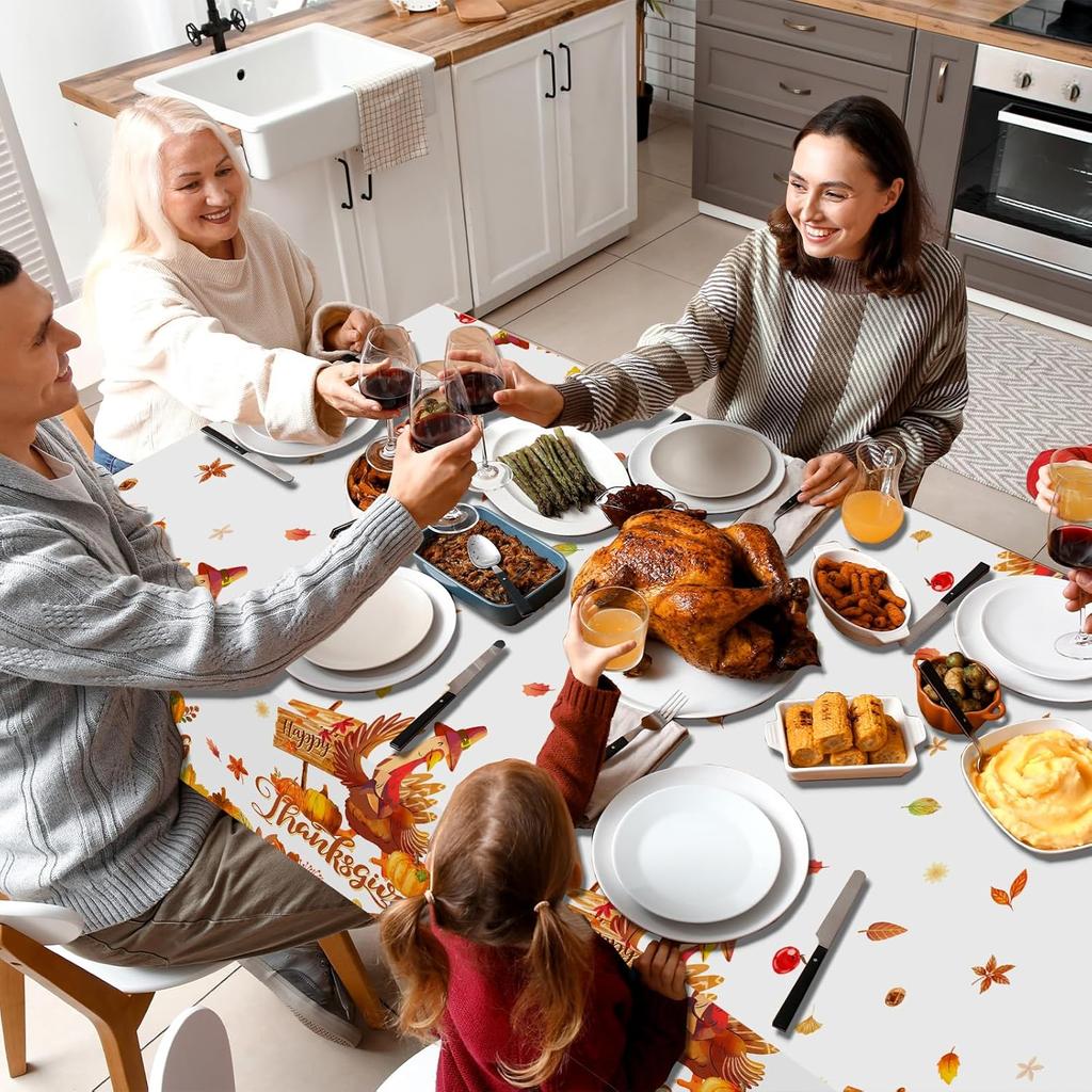 GREHUMOR Fall Thanksgiving Party Supplies Thanks Giving Tablecloth Plastic Turkey Thanksgiving Party Tablecloth Pumpkin Table Cover for Fall Thanks