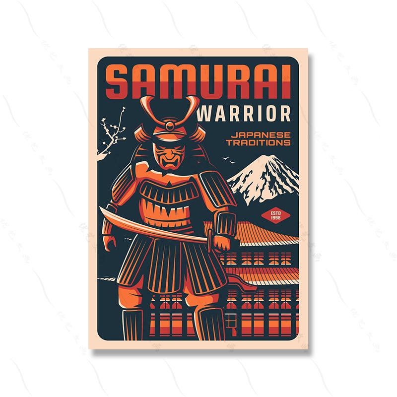 

Туристическое агентство Гонконга Японский самурай Искусство Плакат Печать Буддийская стена Холст Вера Абстрактная ретро-картина Комната Домашний декор 21x30cm No Framed