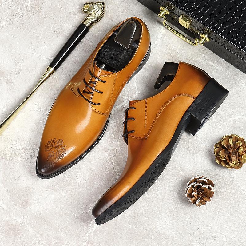 

Модная мужская обувь ручной работы из нескользящей кожи, в британском стиле, свадебная обувь, деловая формальная одежда, размеры 37-46, новая 11 коричневый