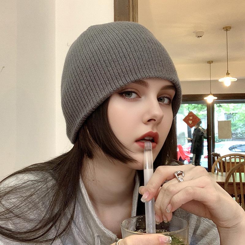 Women's Winter Wool Hat Trendy Korean Pullover Hat Versatile Cold Hat Korean Version Japanese Warm Confinement Knit Hat Autumn and Winter