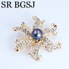Luxury Jewelry 100% Genuine Natural Freshwater Pearl Wedding Micro-inlaid Zircon Coat Women All Match Accessories Pin Brooch