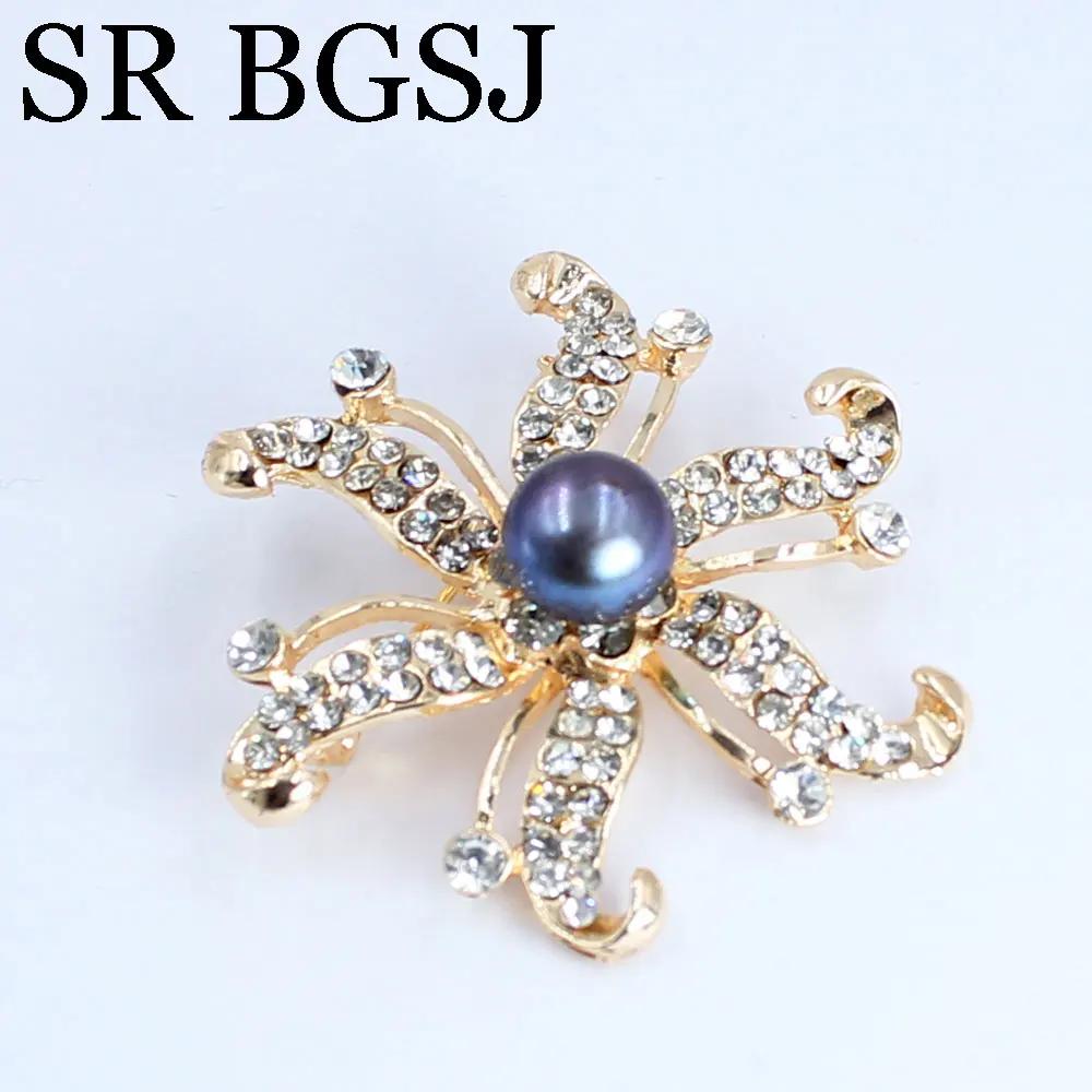 Luxury Jewelry 100% Genuine Natural Freshwater Pearl Wedding Micro-inlaid Zircon Coat Women All Match Accessories Pin Brooch