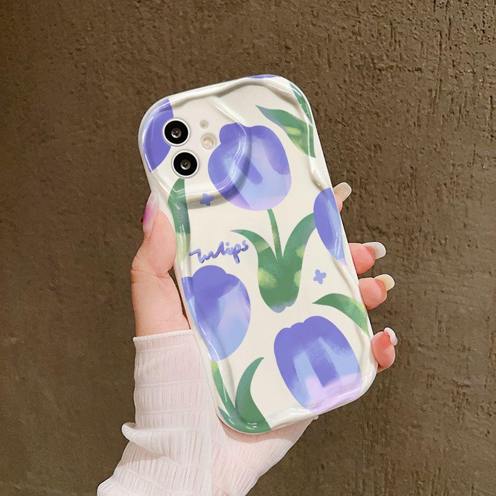 Purple Tulip for iPhone17promax Phone Case Apple 16 Cream Wave 14/13 Soft Case 15