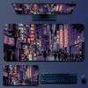 Japan Aesthetics Purple Neon City In Stocked Laptop Gaming Mice Mousepad Size for large Edge Locking Game Keyboard Pad