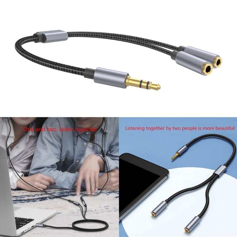 Headphone Splitters Cable 3.5mm Aux 1xMale to 2xFemale Extension Cord for Headphones Speaker Superior Sounds Quality