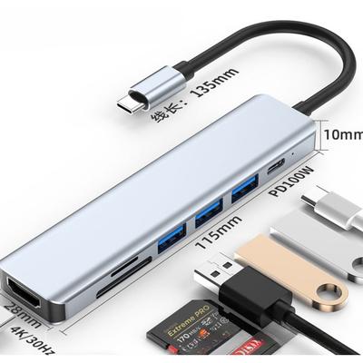 7v1 USB-C Hub Dock pro Huawei Apple iPad s HDMI, USB, slotem pro SD kartu