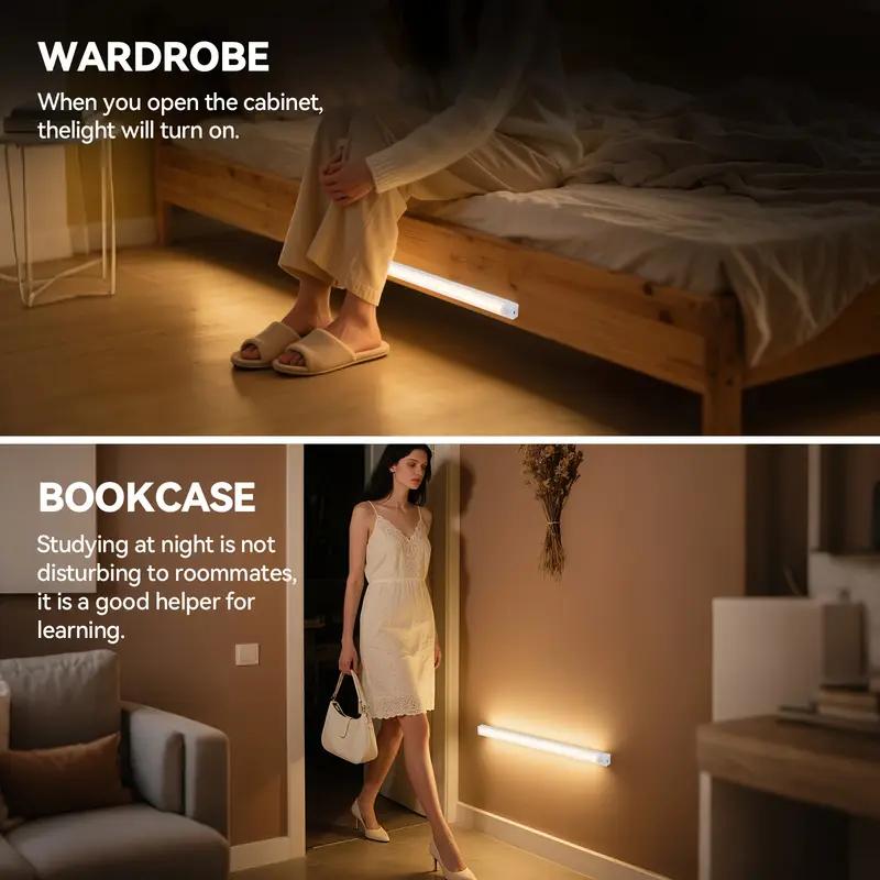 6pcs LED Motion Sensor Cabinet Light Wireless Rechargeable Ideal for Closet, Kitchen, Wardrobe, Stairs,Corridor Night Light