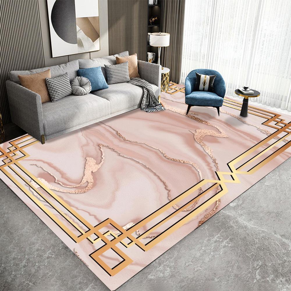 Luxurious Marble Geometic Carpet for Home Living Room Floor Mat Non-slip Bedroom Bedside Coffee Table Area Rugs Bathroom Doormat