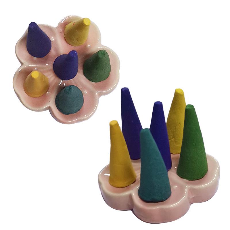 Ceramic Cherry Blossom Incense Holder & Spoon Rest Set