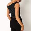 One Shoulder Sexy Tank Top Premium Sense Women's Short Slim Slim Top Bottom Shirt