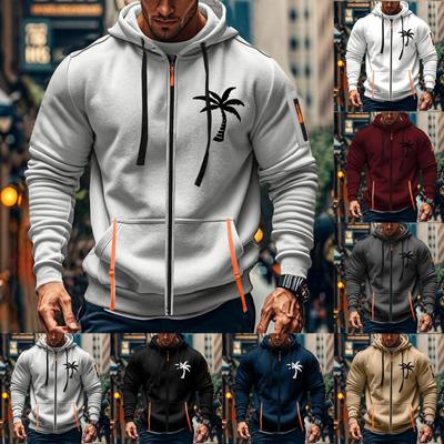 Men's Sports Casual Hoodie Hoodie Cardigan Zipper Multi-pocket Hoodie Coat