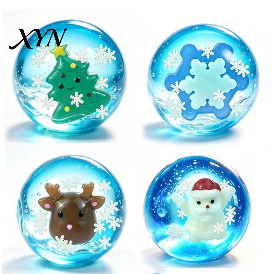 Clear Ball Sensory Toys Christmas Stress Toy, Anxiety Relief with Santa Reindeer Holiday Party Favors Tree Snowflake Figure, Soft Squeeze Fidget Toy