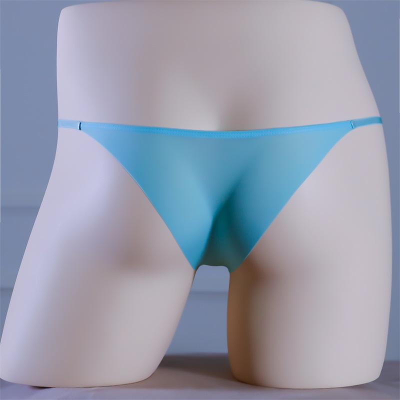 Quick Drying Ice Silk Thong Men'S Panties Sexy U Bulge Pouch G-String Lingeries One Piece Underwear Low Waist Traceless Panties