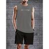 Trendiges Tanktop mit Grafikdruck und Shorts Polyester-Set Feuchtigkeitstransportierend Sommer Fitnessstudio