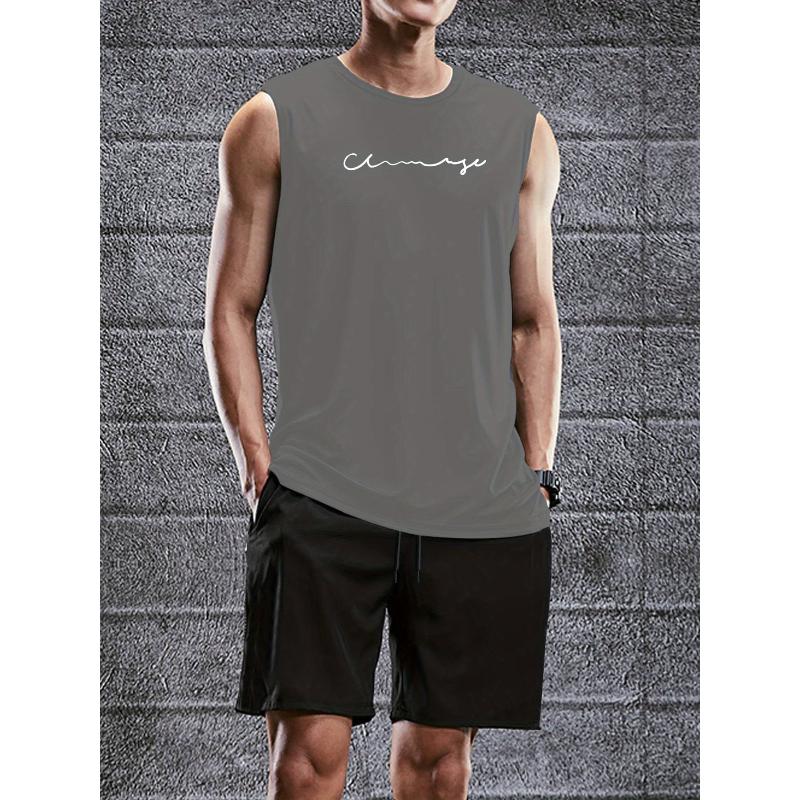 Модный Комплект из Топа с Графическим Принтом и Шорт Полиэстер Влагоотводящий Летний Для Тренажерного Зала XXL серый