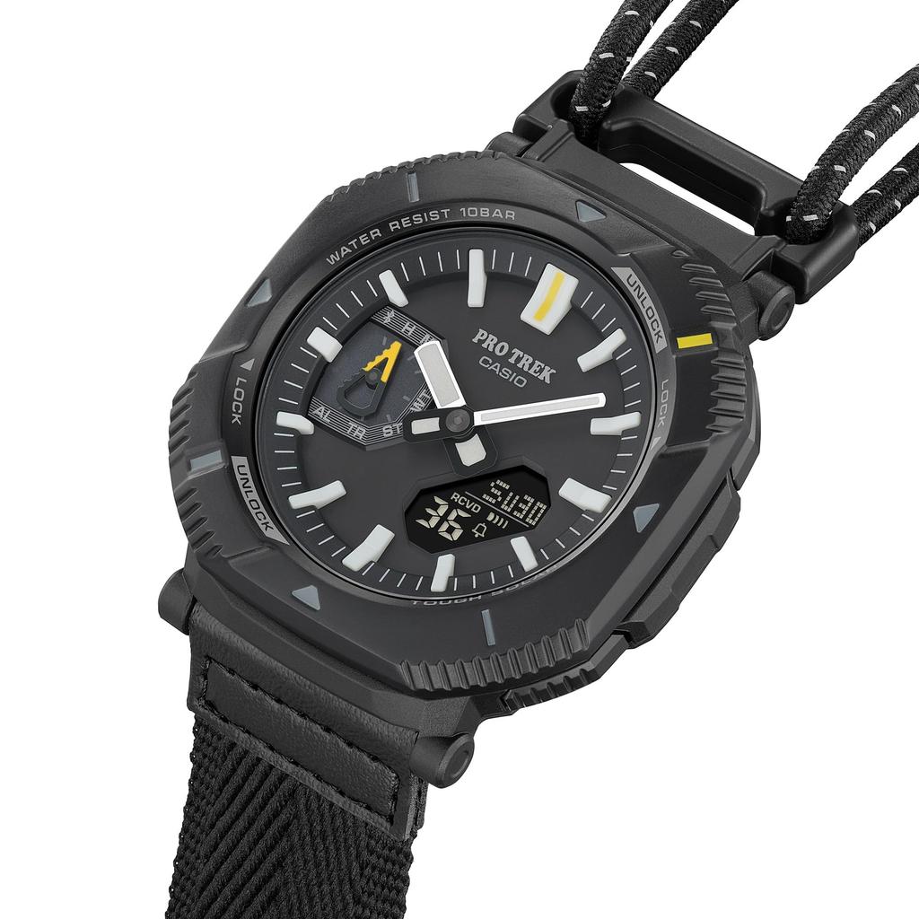 Casio Pro Trek Hiker Line Watch with Tough and Black Bluetooth, Solar, Eco-Friendly Materials, PRJ-B001B-1JF, Men's,