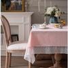 Solid Color Lace Edge Table Cover,French Retro Style Cotton Tablecloth,for Kitchen Dining Room Party Holiday Tabletop Decoration