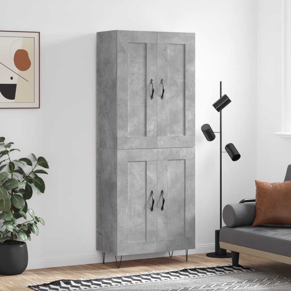 Highboard Concrete Grey 69.5 x 34 x 180 cm Engineered Wood