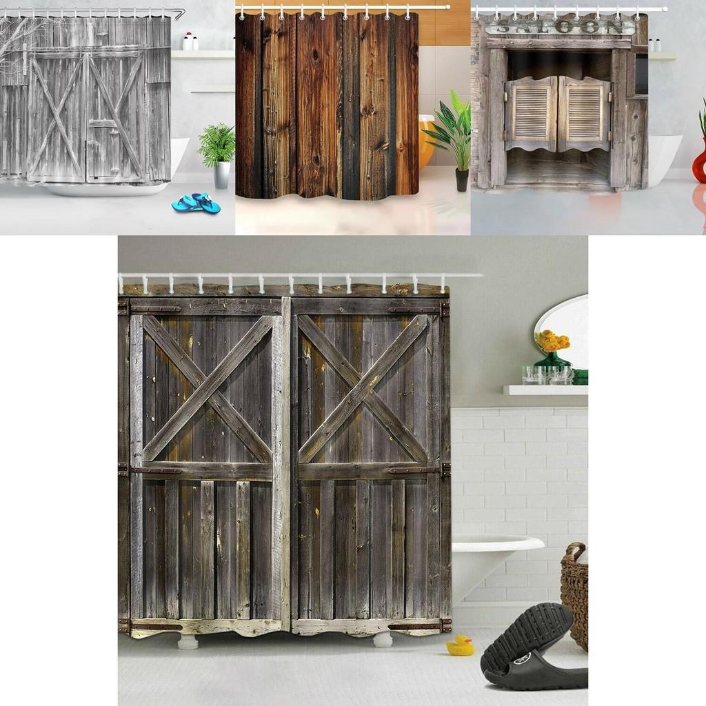 Top-tier Polyester 3d Print Rustic Wood Shower Curtain With Classic Design