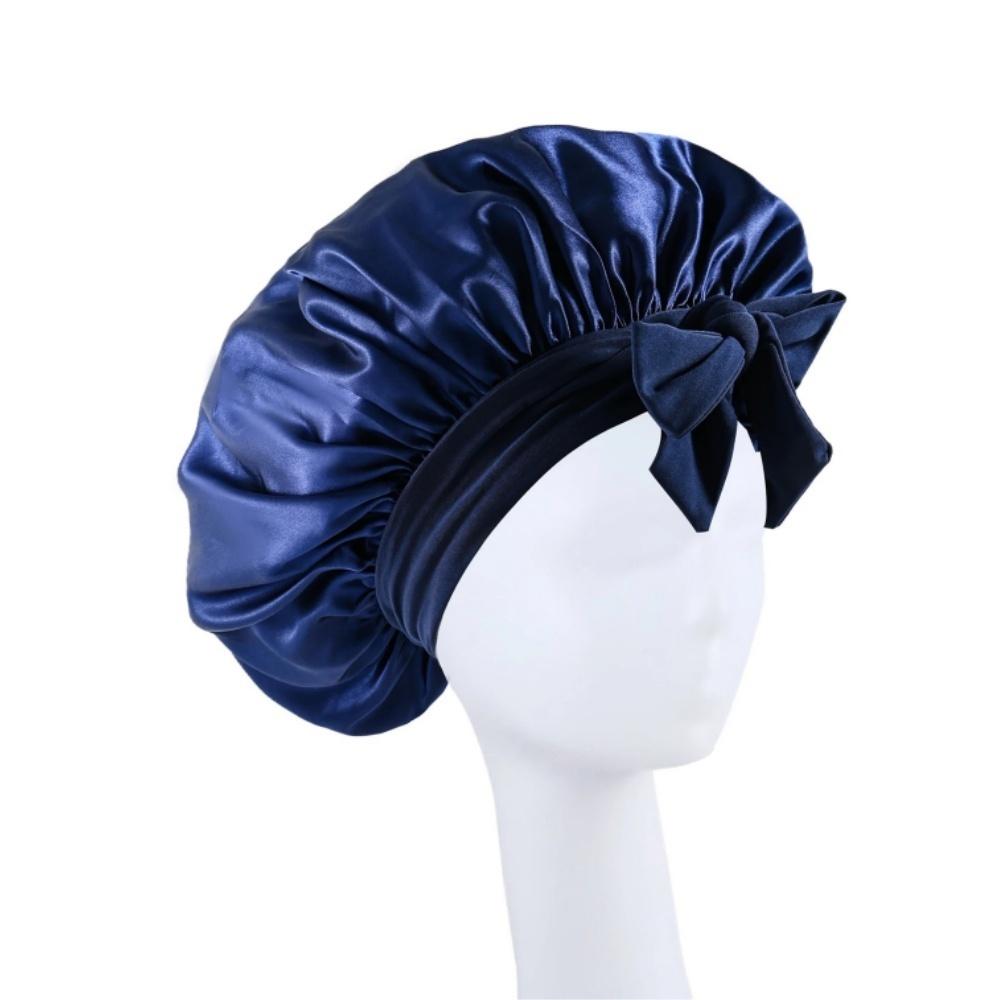 Sleeping Hat Satin Solid Wide-brimmed Beauty Headscarf Head Wrap Elastic Band Cap Hair Care Bonnet Night Hat Hair Salon Cap Tool