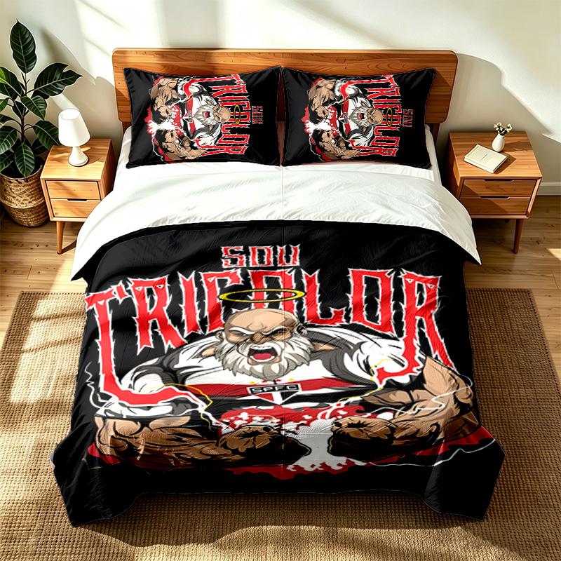 Sao Paulo Futebol Clube (5) 3pc Set Suitable for Master Bedrooms Soft and Comfortable an Ideal Gift for Family and Friends Includes One Duvet Cover an