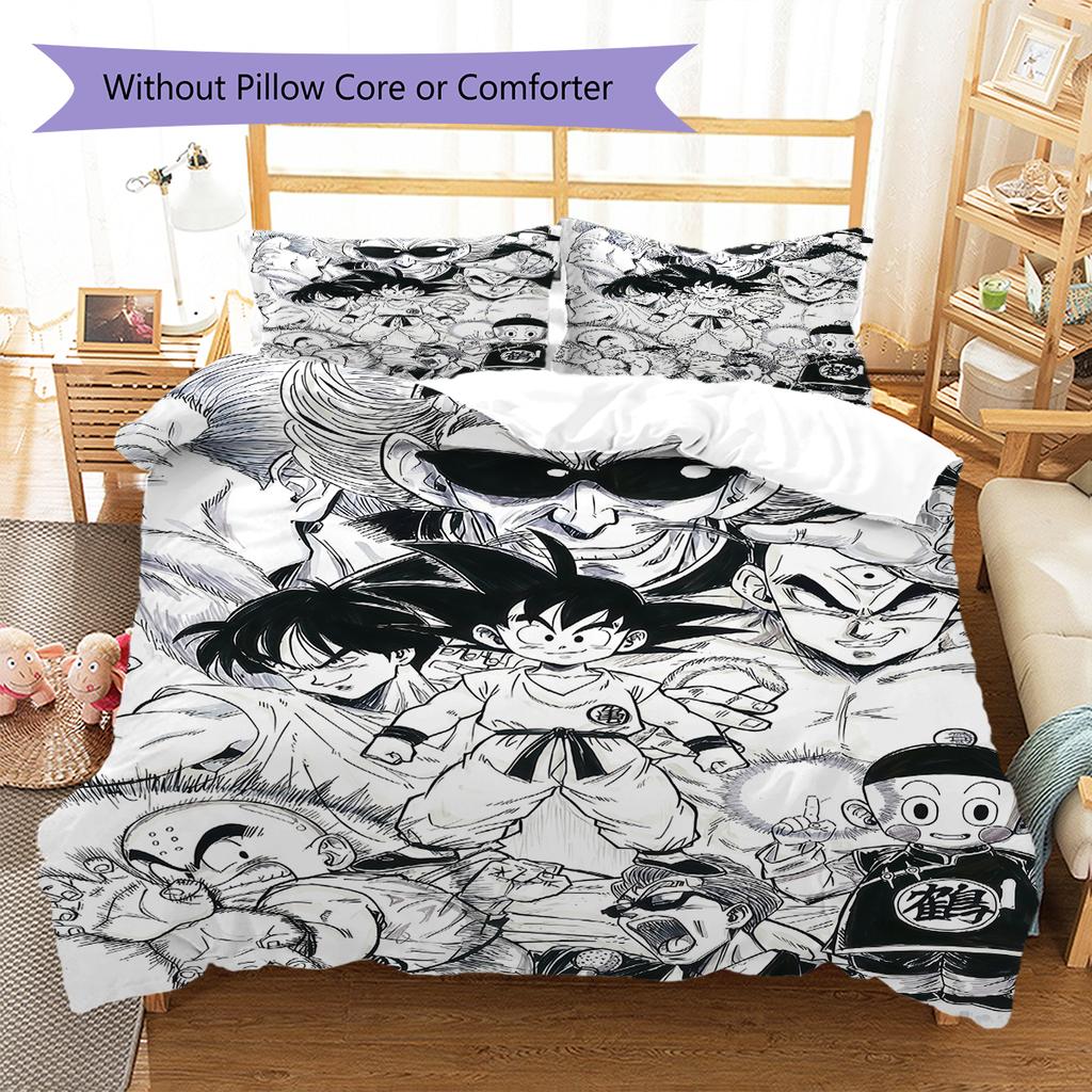 DRAGON BALL Pattern Bedding,Quilt Set Quilt Cover Pillowcase Home Birthday Gift (1 * Duvet Cover + 2 * Pillowcase, Without Core)