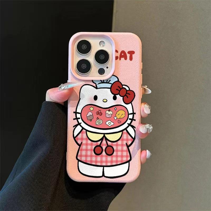 Cartoon Gluttony Katie for 15 iPhone Case iPhone14Plus Lychee Pattern 13Pro Scrub 12/11
