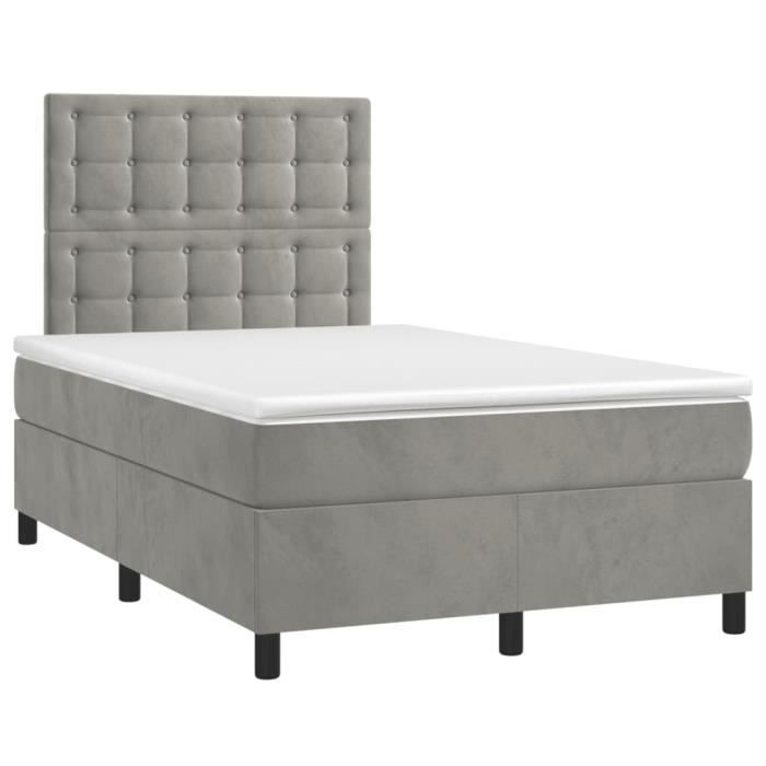 3143253 vidaXL Bed Base and Mattress Light Grey 120x200cm Velvet