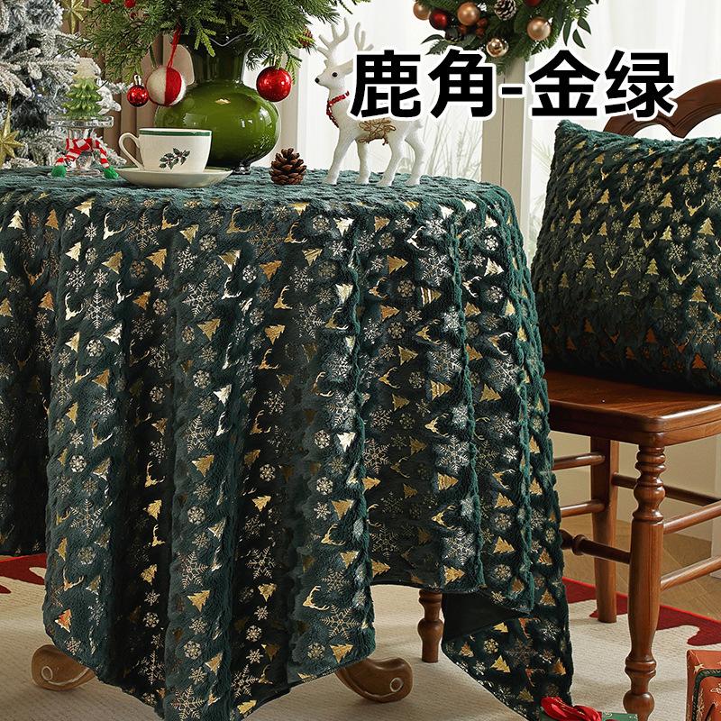 Christmas Tablecloth White Snowflake Atmosphere Tablecloths Festival Party Decoration Table Round Table Fabric for Home Use