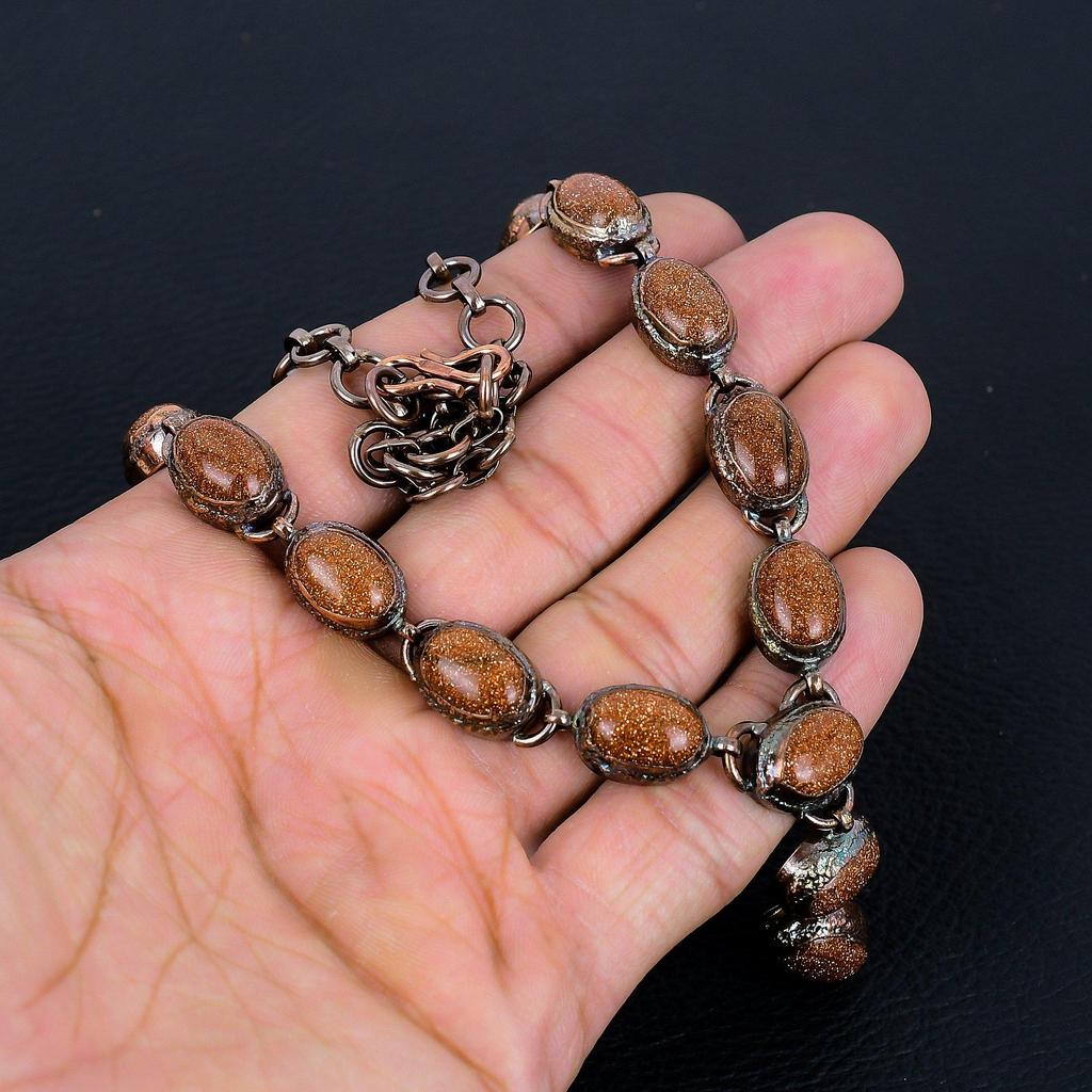 Golden Sunstone Gemstone Handmade Copper Electroformed Jewelry Natural Necklace For Wedding Gift