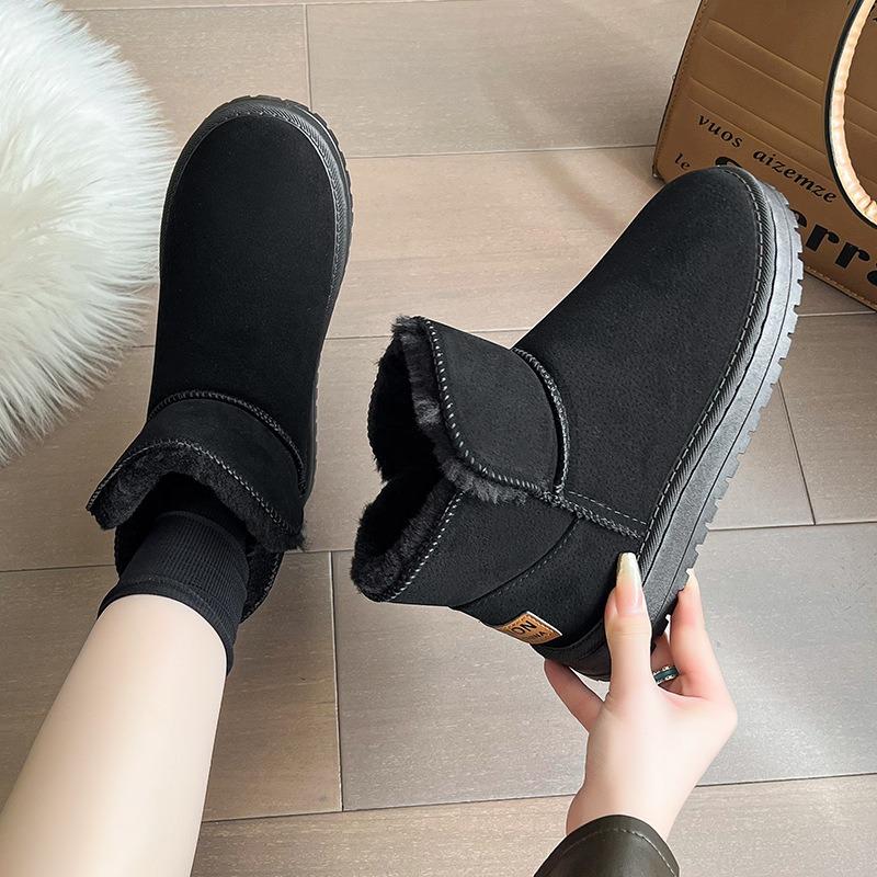 Snow Boots Women's Winter Large Size New Short Tube Thick-soled Piled Thickened Warm Cotton Shoes