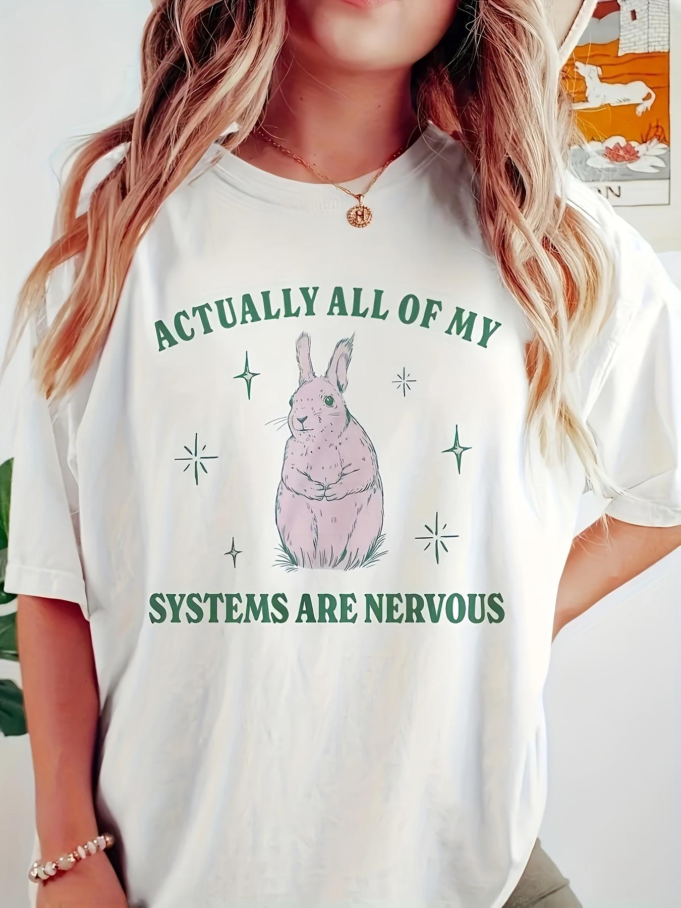 

Vibrant Rabbit Print Crew Neck TShirt Breathable Casual Short Sleeve Top for Spring Summer Fit Clothing for Everyday Wear 4XL