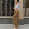 Women's Fashion Casual Solid Color Print High Waist Trousers Pants Capris