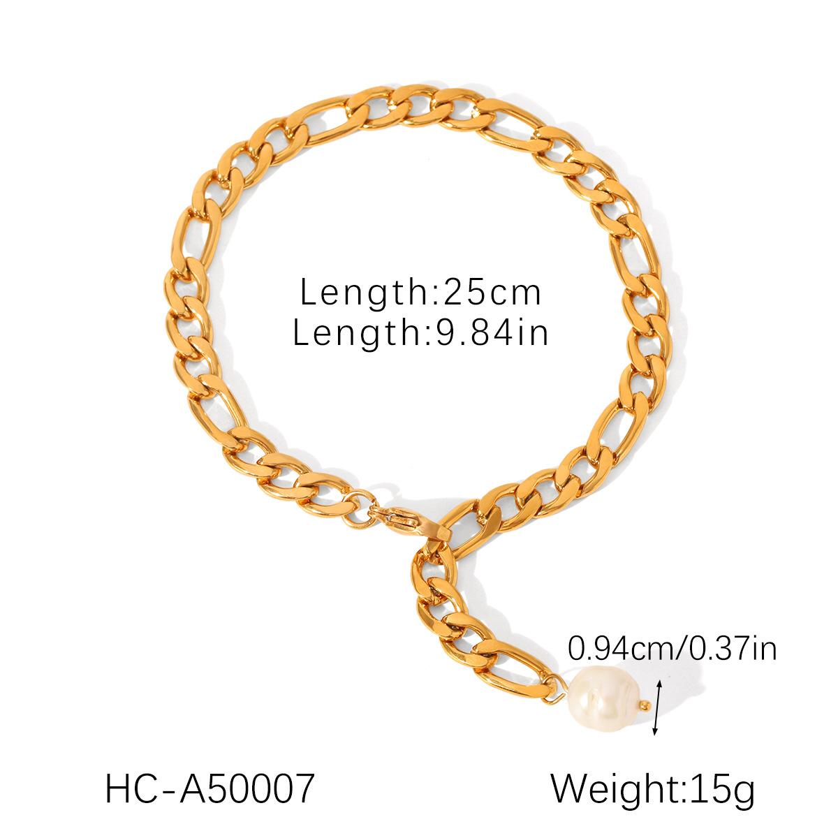 Natural Freshwater Pearl Anklet Stainless Steel Figaro Chain 18K Gold Plated Anklet Titanium Steel Fade-resistant