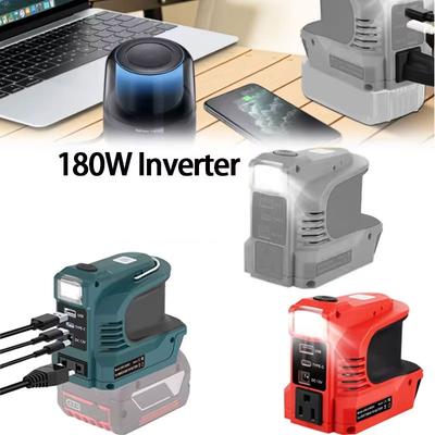 Inverter Converter 180WPower Inverter For Dewalt For Makita/Bosch/Milwaukee 18V Battery With LED Light Inverter Power Station