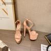Fashion Summer Fashion Platform Cross-Tied PU Modern Sandalias Peep Toe 17cm High Heels Sandals Women 2024 Classics Rome Solid Black