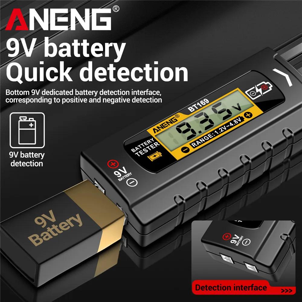 2026 ANENG BT169 Universal Digital Battery Tester No Power Required AA AAA 9V 18650 Button Cell ABS Plastic Battery Level Tester Tool Digital Display