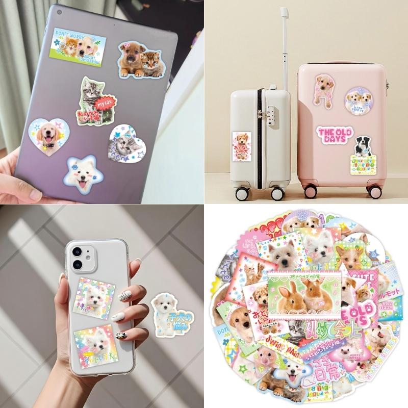 40Counts Dog Cats Sticker Animal Aesthetic Sticker for Laptop Scrapbook Journal Phone Case Skateboard Luggage Wrapping