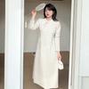 Large Size Women's Clothing Engagement Certificate Cheongsam Skirt Women's Autumn New Lace Waist Dress 343402