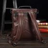 Trendy Men's British Fashion Backpack Personality Design Young Student Backpack Retro Crazy Horse Leather Bag 14-inch Computer Bag