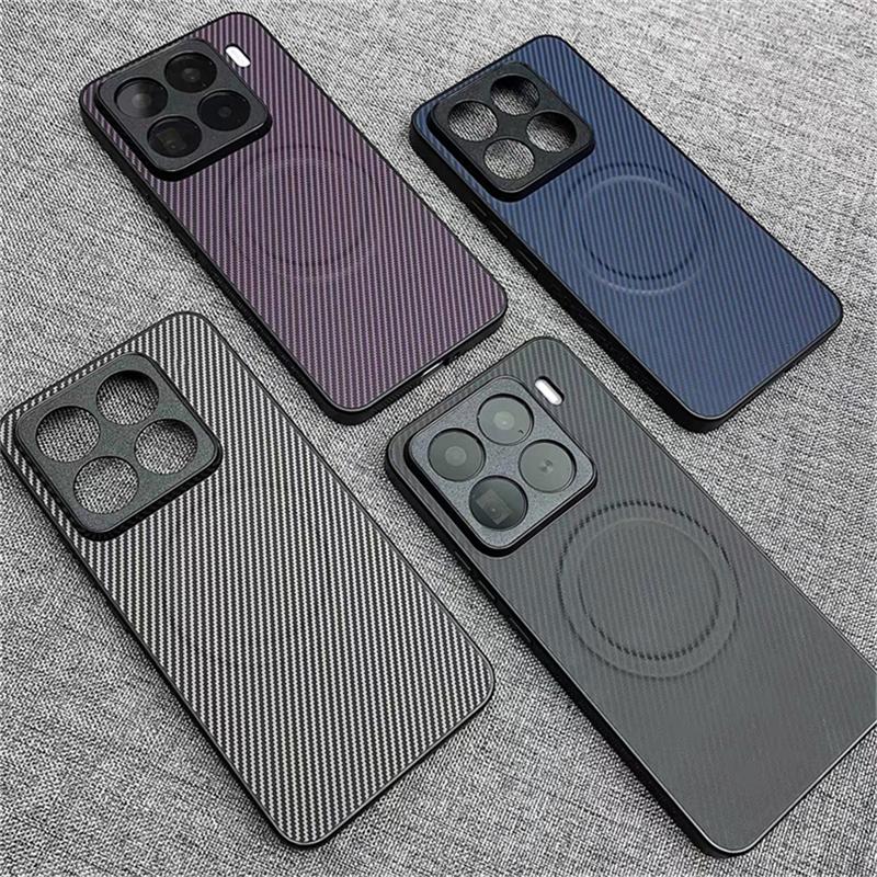 Case For Xiaomi 17T Pro Mi 17 T 15T 14 15 5G For MagSafe Magnetic Luxury Stripe Silicone Leather Back Cover Protection Shell