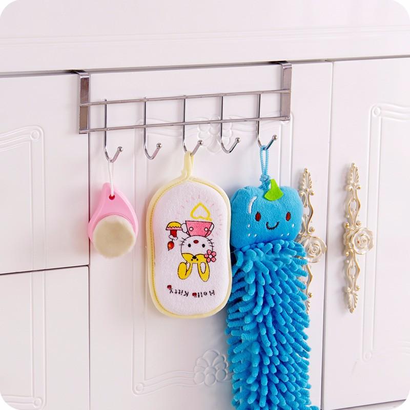 5 Hooks Clothing Coat Towel Hanger Rack Holder Shelf Over Door Home Bathroom Kitchen Hat Organizer  Over The Door Hooks