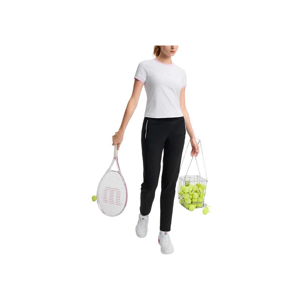 FILA Color Block Casual Short Sleeve T-Shirt Women tops Jade-White A11W513102FWT