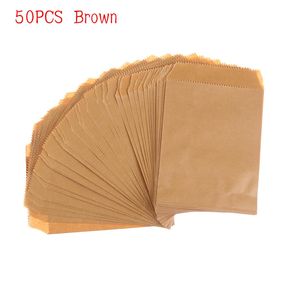 15CM*10CM 50pcs Birthday Wrapping Supplies Pastry Tool Baking Candy Biscuit Bags Kraft Paper Bag Packing Pouch Popcorn Bag