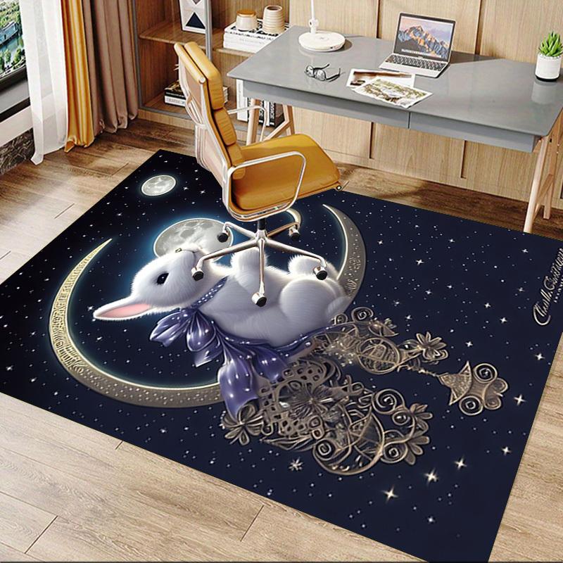 1pc Rabbit Moon Carpet Office Rug Outdoor Mat Home Decor Area Carpet Festival Gift Office Desk Chair Carpet