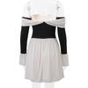 French Vintage Off Shoulder Dress Women Summer Fashion Slim Long Sleeve Slim High Waist Mini Dresses Girls Party Trendy Vacation Elegant Evening Dress